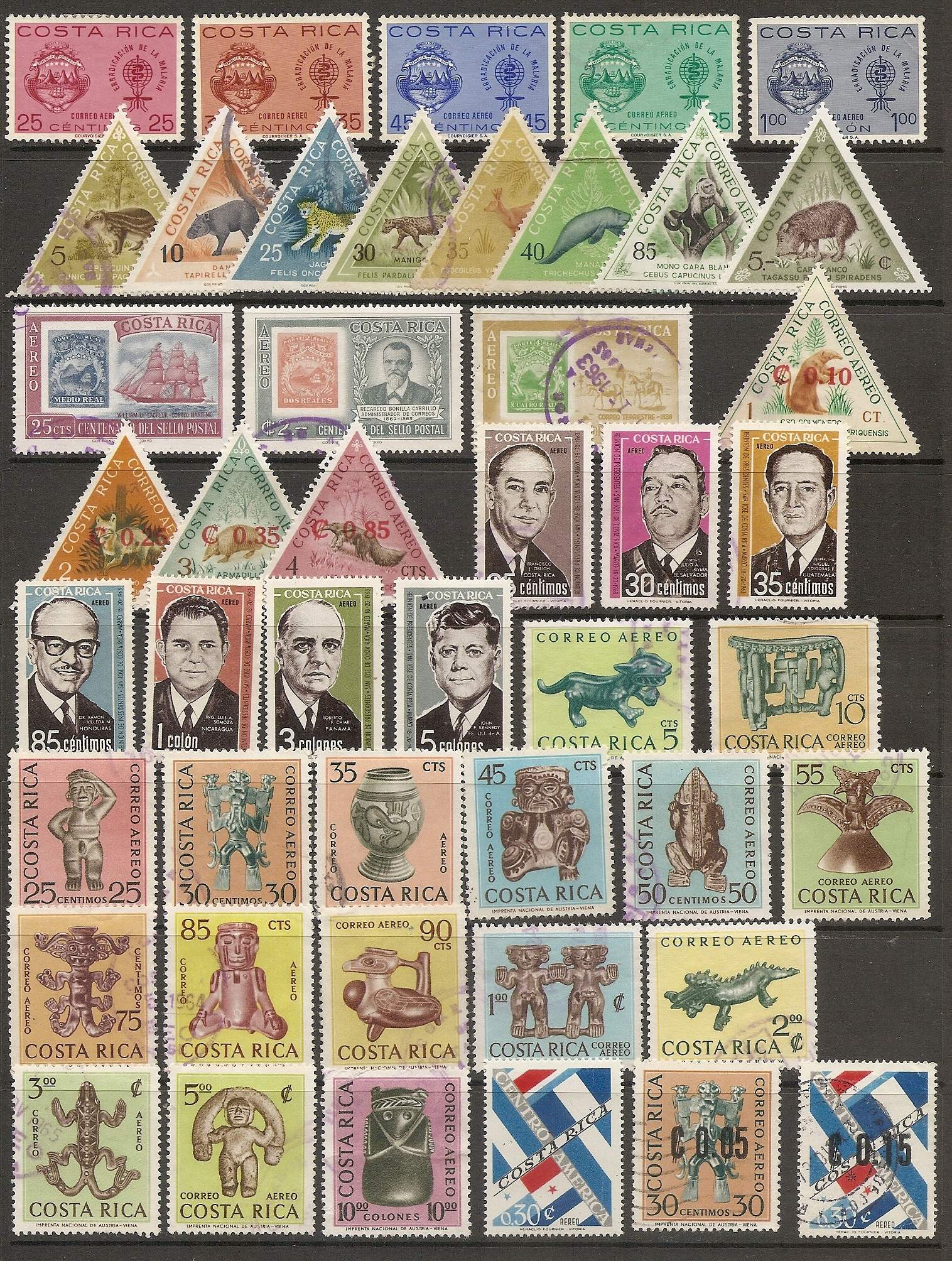 Assorted Costa Rican old stamps